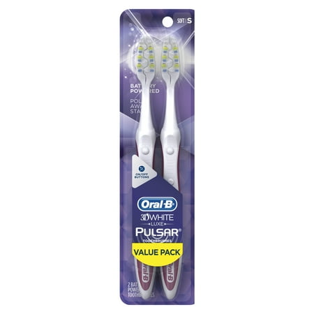 Oral-B Pulsar 3D White Luxe Battery Powered Soft Bristles Toothbrush, 2