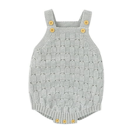 

Infant Baby Knitted Jumpsuit Sleeveless Loose Romper Hollow Out