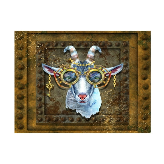 Canvas Wall Art - Tina Mitchell 'Steampunk Goat' Wall Art for Living Room, Bedroom, or Office Décor by Trademark Fine Art - 19 x 19 Inches