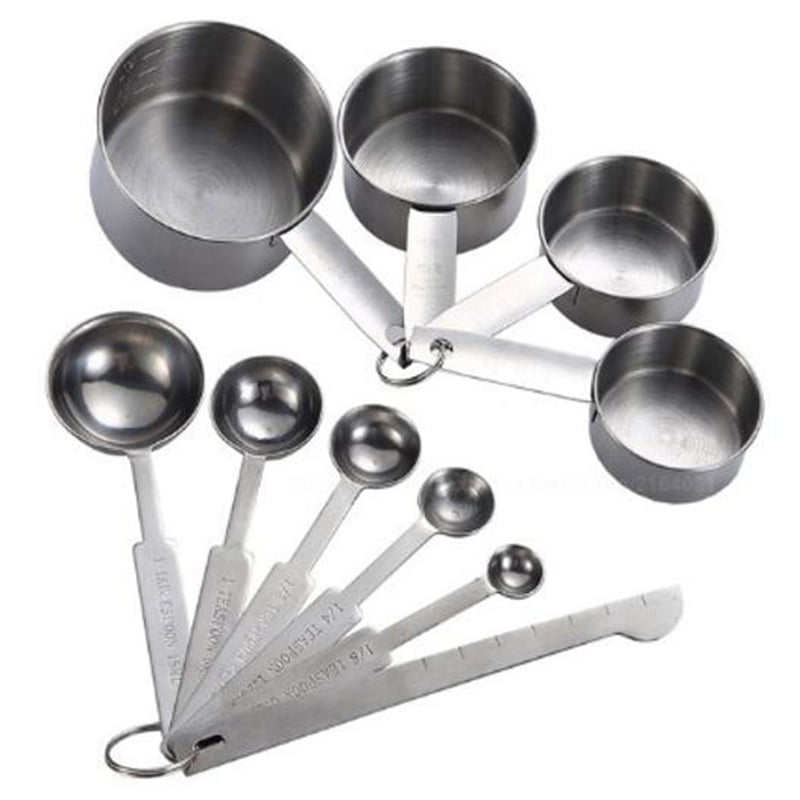 10PCS Measuring Cups and Spoons Set Stainless Steel Tablespoons Measuring Set 