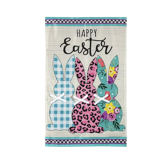 Evergreen Bright Bunnies Applique House Flag 28 x 44 Inches Outdoor Decor for Homes and Gardens