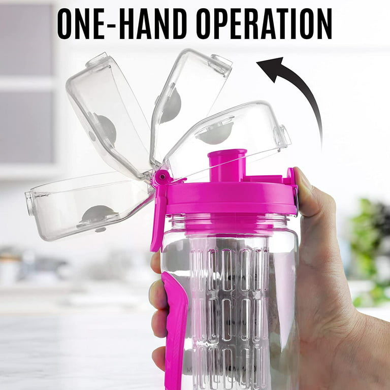 Zulay Kitchen Portable Water Bottle with Fruit Infuser - Pink