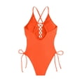 thumbnail image 4 of Yuncity Women's One-Piece Swimsuits Lace Up 1 Piece Swimsuit Deep V Neck Bathing Suits Swimwear For Beach Pool Orange S-Xxxl, 4 of 5