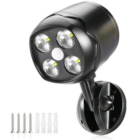 

Battery Powered Motion Sensor Spotlight Outdoor Wireless 4 LED Security Lights 600 Lumens Waterproof Wall Lighting Auto On/Off for Porch Stair Hallway Garage Wall