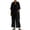 #01 Black 【Stock up on Your Favorite Colors】, variant on Women's Linen Blend Jacket And Suspenders Jumpsuit Two-Piece Set, Natural Waist Wide Leg Pantsuit, Functional Pockets, Perfect for Business Casual, Summer Wedding, or | CSEONE,Black L