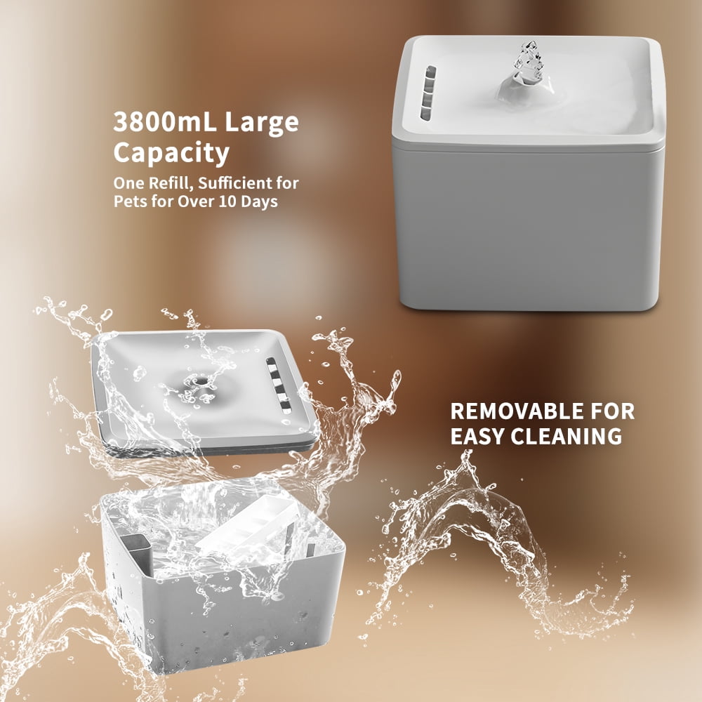Automatic Pet Water Fountain + Scratching Tower, Ultra Quiet Circulating Drinking System with Fresh Flowing Water for Hydrated Cats Dogs, White/3800ml