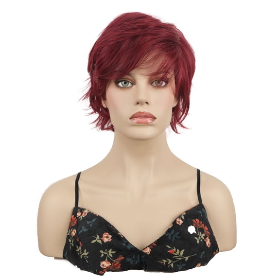 Lydell Short Layered Red Wigs for Women Natural Synthetic Heat Resistant Halloween Cosplay Costume Wig