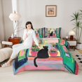 thumbnail image 4 of Manfei Kawaii Black Cat Bedding Comforter Set 2pcs for Child Teens,Chic Floral Flower Twin Comforter Sets Microfiber,Retro Vintage Aesthetic Breathable Bedding Set,Microfiber Bedroom Decor, 4 of 8