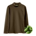thumbnail image 4 of Womens Thermal Undershirt Long Sleeve Stretch Base Layer Tops Round Neck Pullover Lined Thermal Warm Soft T Shirt Brown L, 4 of 4