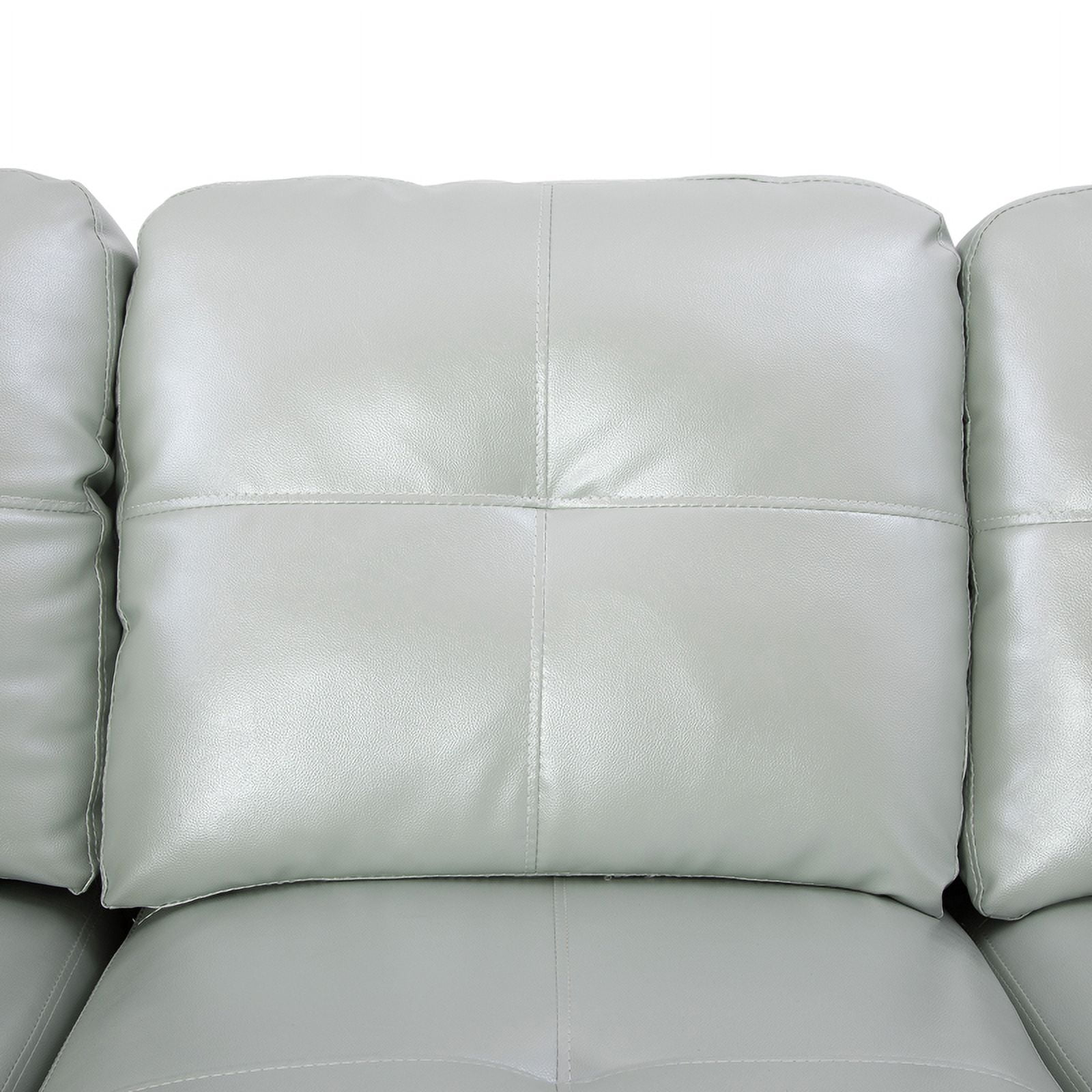 Irene Inevent 3-Piece Leather Sofa Set, Semi PU Synthetic Leather Couch Living Room Sofa Set for Bedroom, Apartment, Office, Silver Green