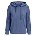 thumbnail image 7 of Gaigiky Shirts for Women Round Neck Drawstring Hoodies Solid Color Lace Spliced Long Sleeve Loose Fit Fall Daily Casual Pullover Outfits, 7 of 7
