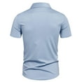 thumbnail image 4 of pstuiky camisetas para hombre, Camisa informal de negocios de color liso con solapa y botones de manga corta para hombre ropa de hombre m, 4 of 6