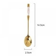 thumbnail image 2 of Stainless Steel Coffee Spoon Ceramic Long Handle Spoon Stirring Spoon Gold-plated Dessert Spoon P Brilliant, 2 of 6