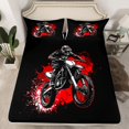 thumbnail image 2 of Homewish Dirt Bike 3pcs Twin Sheet Sets For Boys Girls,Abstract Red Splash Twin Fitted Sheet,Geometric Honeycomb Breathable Flat Sheet,Super Cozy Room Decor, 2 of 7