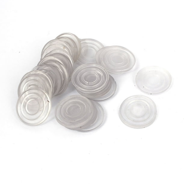 25 Pcs Round Rubber GlassTable Antislip Pad Mat Cushion Clear White