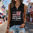 thumbnail image 2 of Trendfront Womens Patriotic Quarter Zip Tops Sleeveless Collared We The People Graphic American Flag 4th Of July 250th Anniversary Golf Shirt, 2 of 4