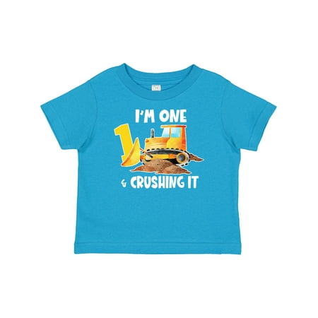 

Inktastic I m 1 and Crushing It Construction 1st Birthday Gift Baby Boy or Baby Girl T-Shirt
