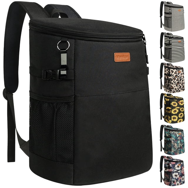 Camping 30 latas, mochila suave refrigeradores aislados a prueba de fugas viaje impermeable almuerzo picnic playa viaje de trabajo bebida bebida cerveza bolsa térmica negro