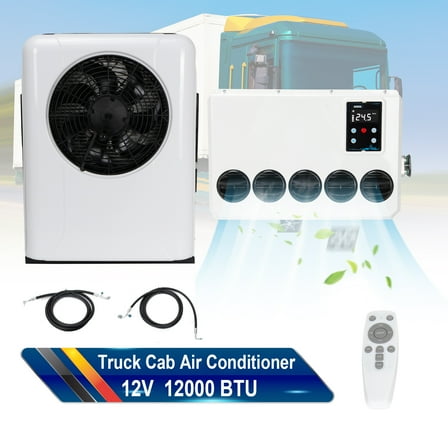 12V 12000 BTU Split RV Air Conditioner, Energy-Saving Cooling for Semi Trucks Buses Caravans with Remote Control