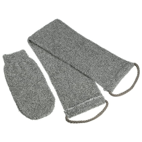 Unique Bargains 1 Set Shower Gloves Exfoliating Gloves for Bath for Shower 24.80"x4.92" Gray
