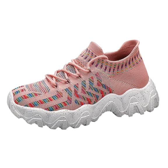 Women Casual Mesh Sneakers Splicing Color Thick-Soled Running Shoes Lightweight Gym Tennis Shoes for Women Fashion