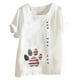 thumbnail image 1 of Mujeres Casual Algodón y Lino Top Impreso Manga Corta Botón Túnica Camiseta Blusa Tops Fridja  nalpqowj29436, 1 of 5