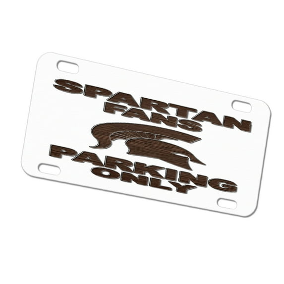 KuzmarK Automobile Car Tag License Plate - Spartan Fans Parking Only Wood