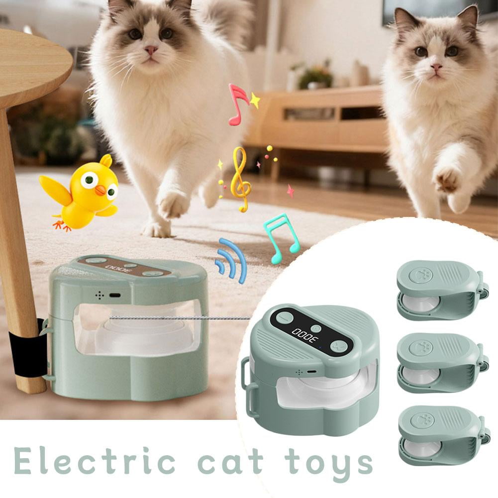Interactive Cat Toy Automatic with Bird Chirping Sound, Wireless Remote Control Teasing Toy for Indoor Cats, Motorized Kitten Enrichment with Type-C Charging