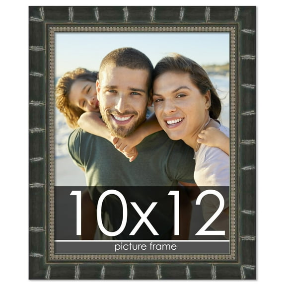 10x12 Bamboo Black Complete Wood Picture Frame with UV Acrylic, Foam Board Backing, & Hardware
