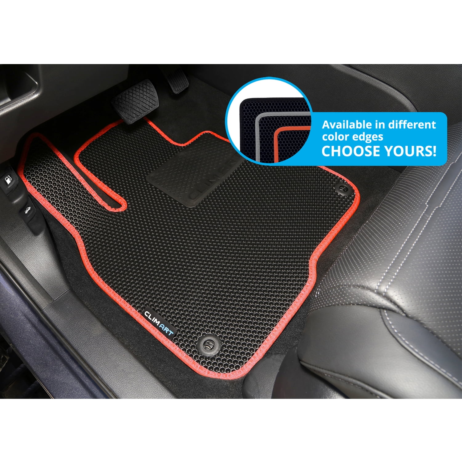 CLIM ART All-Weather Car Floor Mats Compatible with Honda CR-V (CRV) 2017-2022, Custom-Fit Heavy-Duty Floor Liners for Cars & SUVs, Car Accessories for Men & Women, Red - FL051417021