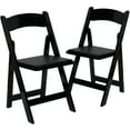 thumbnail image 2 of BizChair 2 Pack Black Wood Folding Chair with Vinyl Padded Seat, 2 of 14