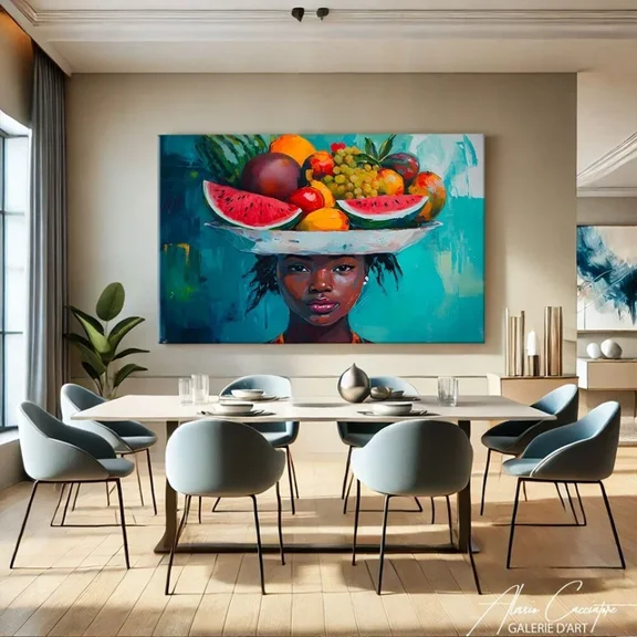 Kna Prints - 1 Pc Poster African Women Wall Art Fruits Art Print Tropical Home Decor Art, UNFRAMED-8x12