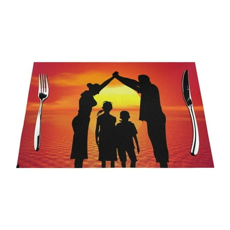 

PUREYAH Table Placemats Set of 4 PCS Washable Heat Resistant Family People Mother Table Decorations Placemats for Dining Room Kitchen