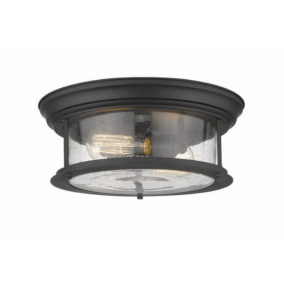 2 Light Flush Mount in Seaside Style 13.5 inches Wide By 5.5 inches High-Matte Black Finish Bailey Street Home 372-Bel-4314825