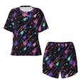thumbnail image 5 of Wukai Colorful Guitar Print Women's Pajama Set - Short-Sleeve Top and Shorts with Elastic Waistband and Pockets for Loungewear, Yoga, and Casual Wear-4X-Large, 5 of 8