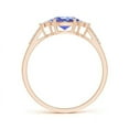 thumbnail image 2 of ANGARA Natural Tanzanite Engagement Ring with Trio Diamond Accents in 14K Rose Gold for Women (Size-7x5mm) | December Birthstone, Anniversary, Jewelry Gift for Women | Natural Tanzanite Ring, 2 of 9