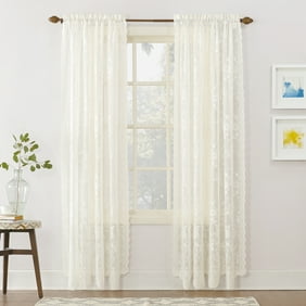 Semi Sheer Grommet Style Curtains Floral Embroidered Pattern