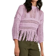 Free People Womens Higher Love Pullover Sweater, Purple, Large