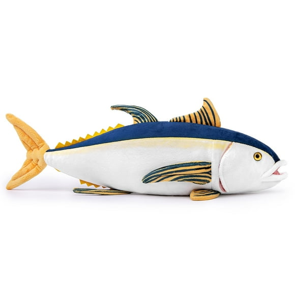 ZHONGXIN MADE Simulation Yellowfin Tuna Plush Toy - 16inch Lifelike Depth Ocean Animals Yellowfin Tuna Fish Plushie Stuffed Animal, Super Soft Plush Dolls for Kids Model Toys, Gifts for Kids