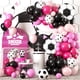 thumbnail image 1 of Kit de arco con forma de guirnalda de globos GRESATEK para fiesta de fútbol, negro y rosa intenso, 1 of 7
