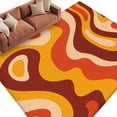 thumbnail image 2 of Area Rug for Living Room, Orange Brown Non-Slip Indoor Large Carpet for Bedroom/Dining Room, Modern Farmhouse Abstract Patterned Art Washable Low-Profile Rectangle Floor Runner Rugs - 5 x 8 Ft, 2 of 7