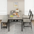 thumbnail image 2 of Accreate Modern Marble White Dining Table Set for 4, 2 Upholstered Benches, Small Apartment, 2 of 11