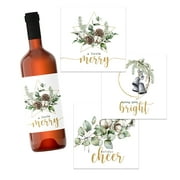 Country Winter Christmas Sticker Set (15 Pack) Holiday Wine Bottle Labels - Multi-Use Decals for Xmas Bags, Decorating Presents, Xmas Gift Tags