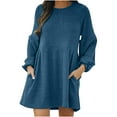 thumbnail image 2 of BadyminCSL Women's Fashion Autumn Winter Long Sleeve Knitted Medium Waist Sweater Dress, 2 of 9