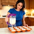 thumbnail image 2 of Pancake Batter Dispenser – 4-Cup with Squeeze Handle & Measuring Marks for Pancakes, Waffles, Muffins, Crepes Cupcakes Baking Tool (purple), 2 of 4