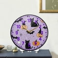 thumbnail image 4 of Yayeee Wall Clock Battery Operated 9.5" Silent Non-Ticking for Living Room, Light Purple Halloween Black Cat, 4 of 8