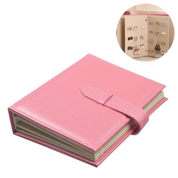 Organizador de pendientes, diseño de libro, soporte para pendientes, pendientes de viaje con bisagras para libros, capaz de contener 42 pares Adepaton 2035326-1
