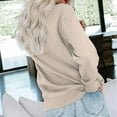 thumbnail image 4 of Pxiakgy Crewneck Sweatshirts Women Long Sleeve Crew Neck Sweatshirt Trendy Casual Pullover Tops Fall Winter Outfits 2025 Women's Casual Solid Color Round Neck Pocket Long Sleeve Top Sweatshirt Beige L, 4 of 7