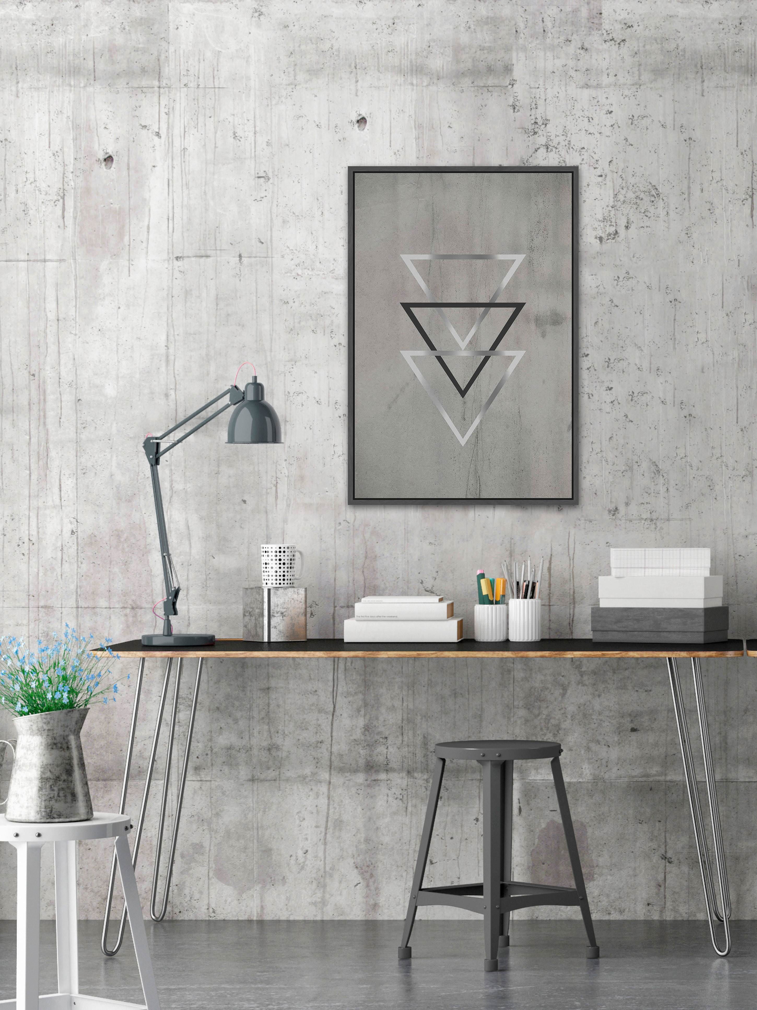 Silver Triangles Floater Framed Painting Print on Canvas