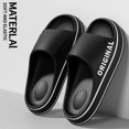thumbnail image 1 of Feslishoet-Zapatillas de playa con letras para hombre y mujer, chanclas antideslizantes de Color sólido con suela gruesa para interior y baño, sandalias de verano para parejas, 1 of 5